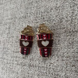 Cute Latte Studded Earrings - Coffee Lover Jewelry - Unique